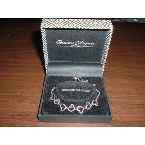 Gianni Argento Diamond Accents Rose Gold Plated Sterling Silver Hearts Bracelet